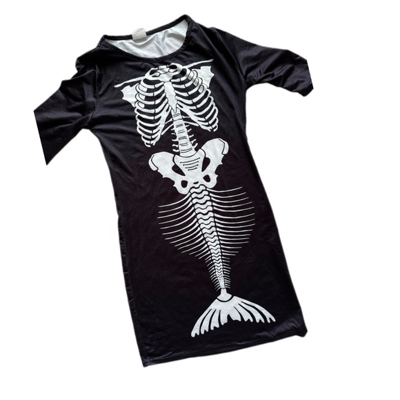 Mermaid skeleton Halloween costume dress size 10. Short sleeves lightweight GUC - Picture 3 of 8